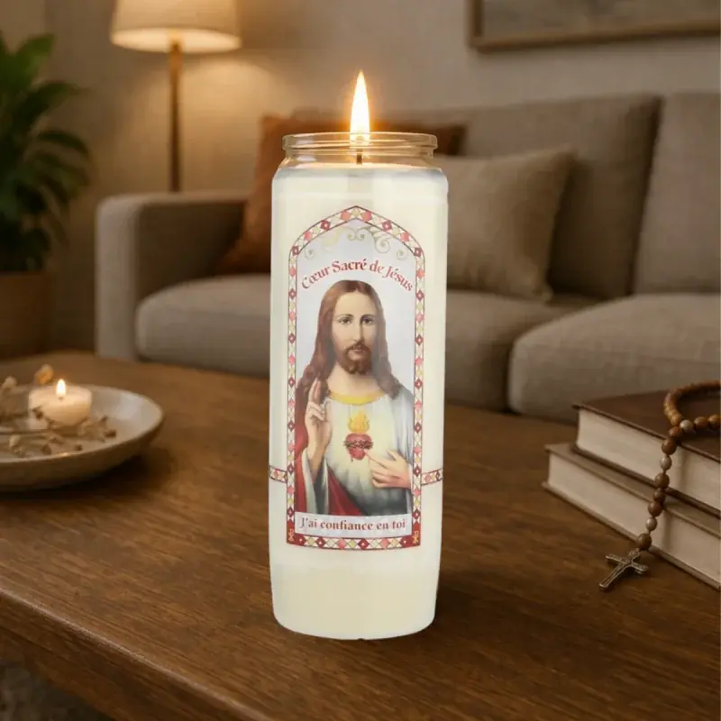 Bougie Neuvaine Sacré Coeur de Jésus 17,5 cm