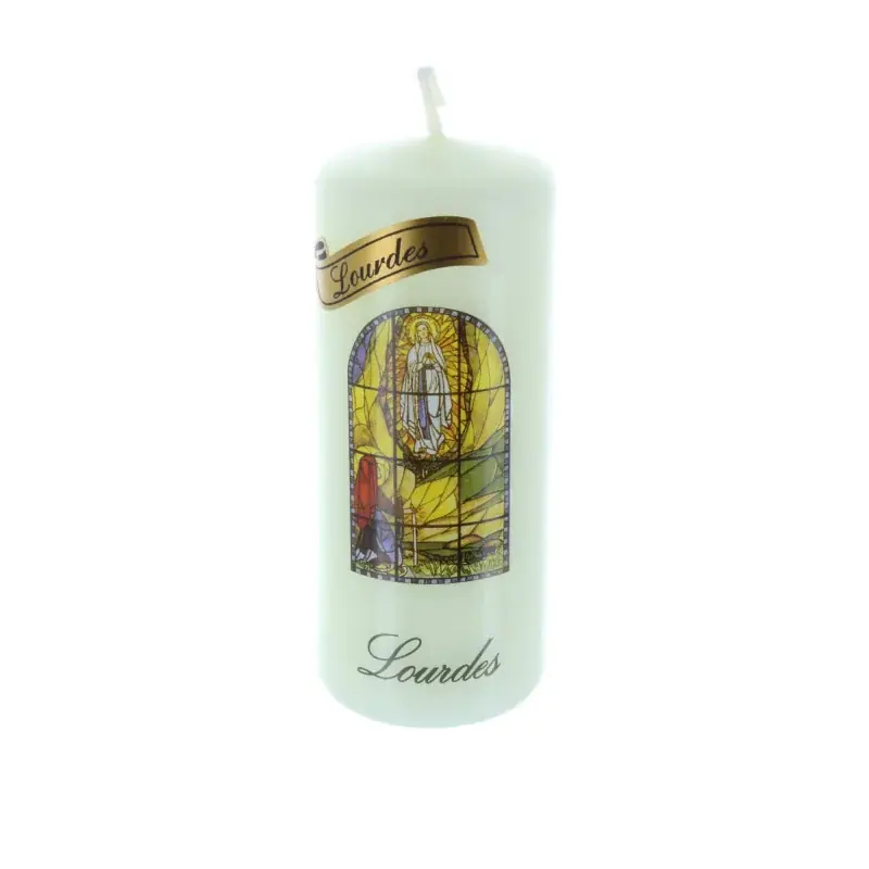 Bougie religieuse Apparition de Lourdes 10 cm