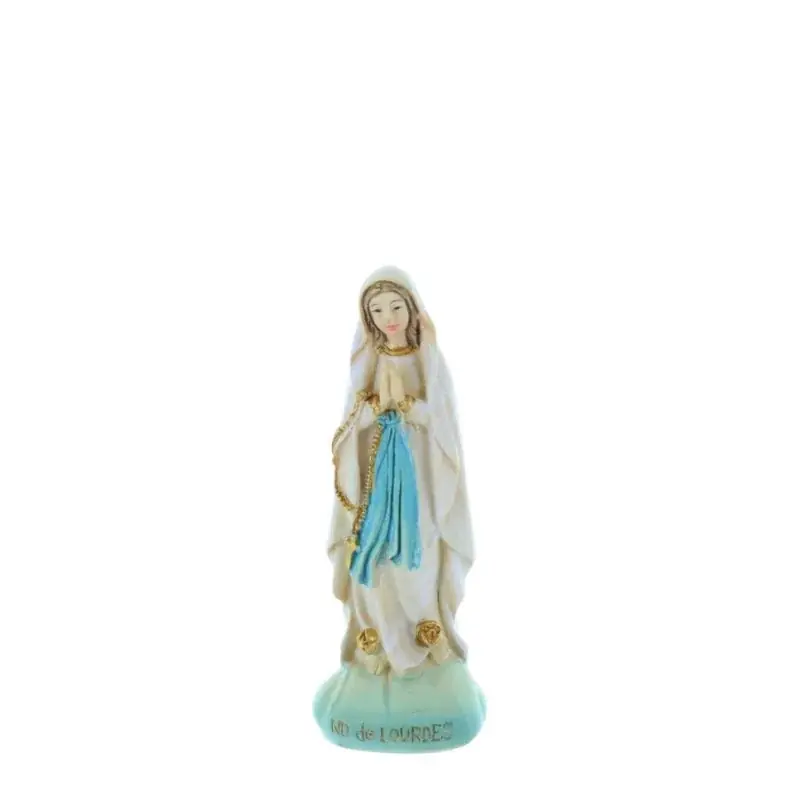 Statue Vierge Marie en résine colorée sur rocher 8 cm