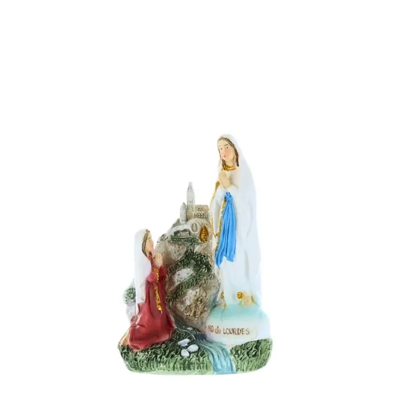 Statue Apparition de Lourdes en résine colorée 9 cm