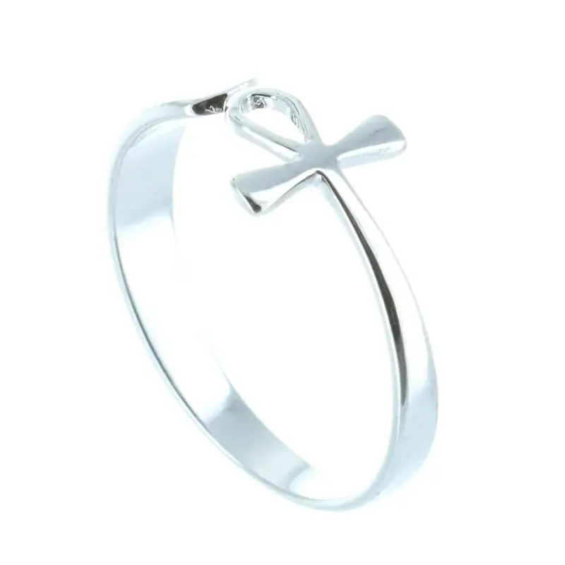 Bague Argent et croix de vie