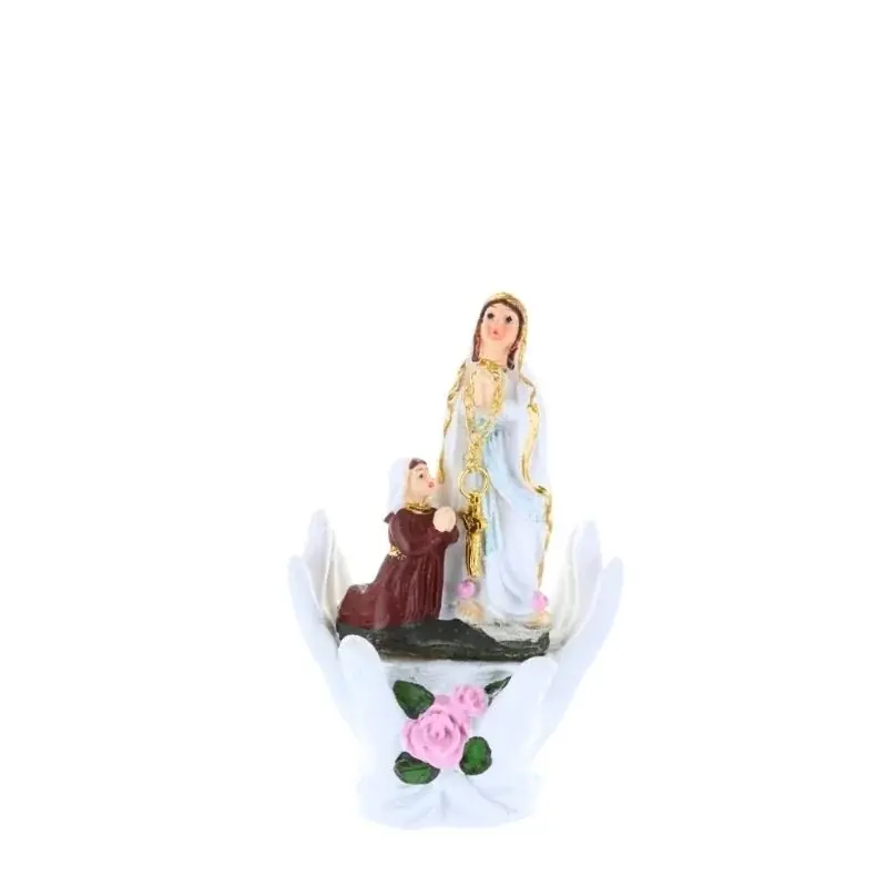 Statue Apparition de Lourdes dans mains en résine 11 cm
