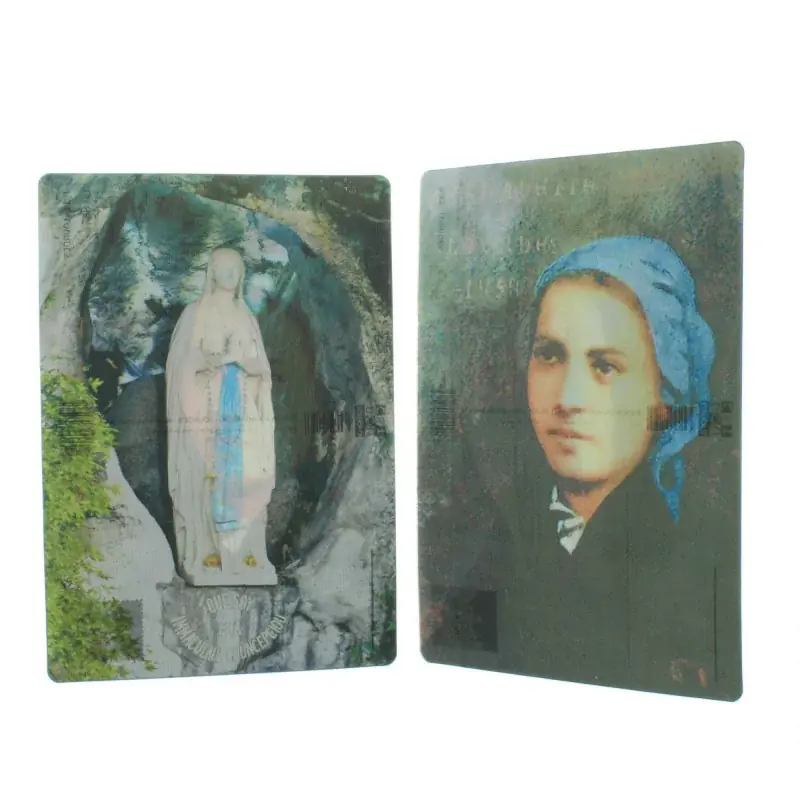 Lot de 2 cartes postales bidimensionnelles de la Vierge Marie de Lourdes