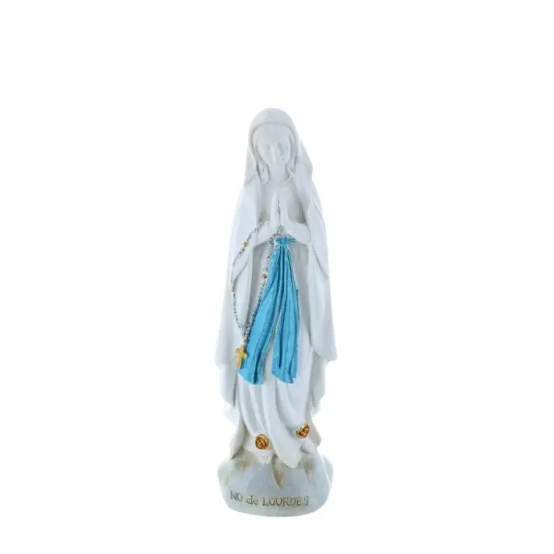 Statue Vierge Marie sur rocher 14cm en résine coloré