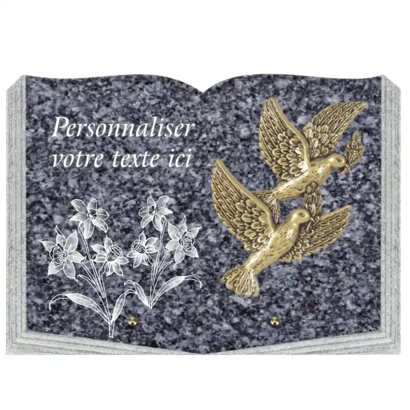 Plaque Funéraire Personnalisable en Forme de Livre
