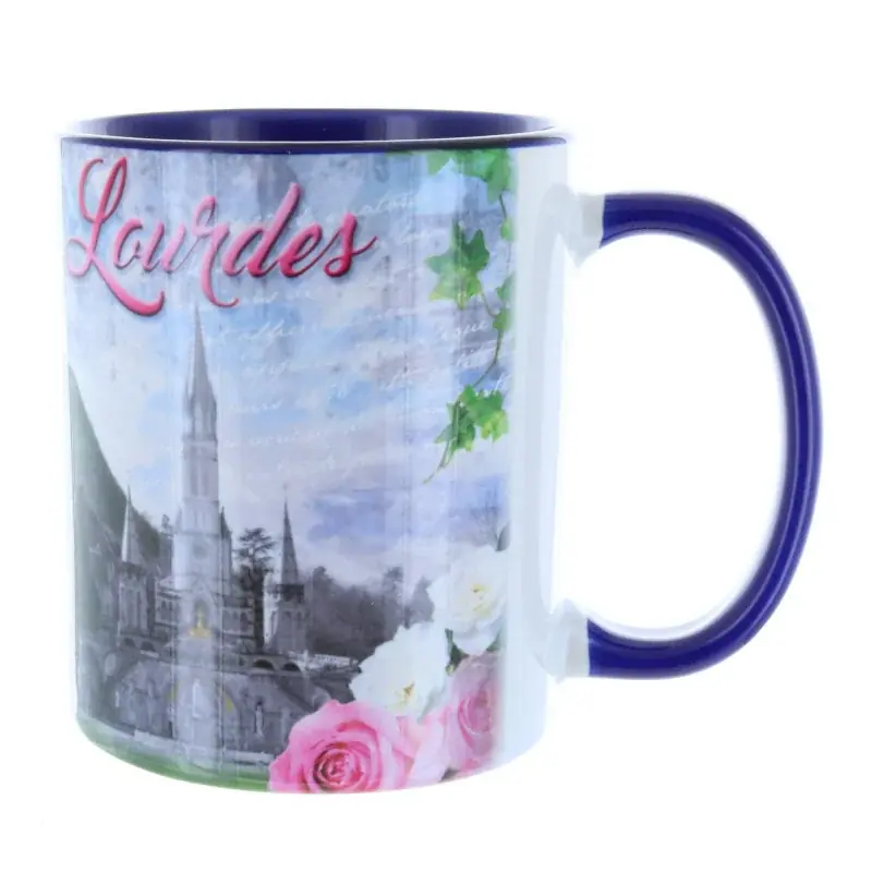 Mug de Lourdes intérieur coloré en céramique