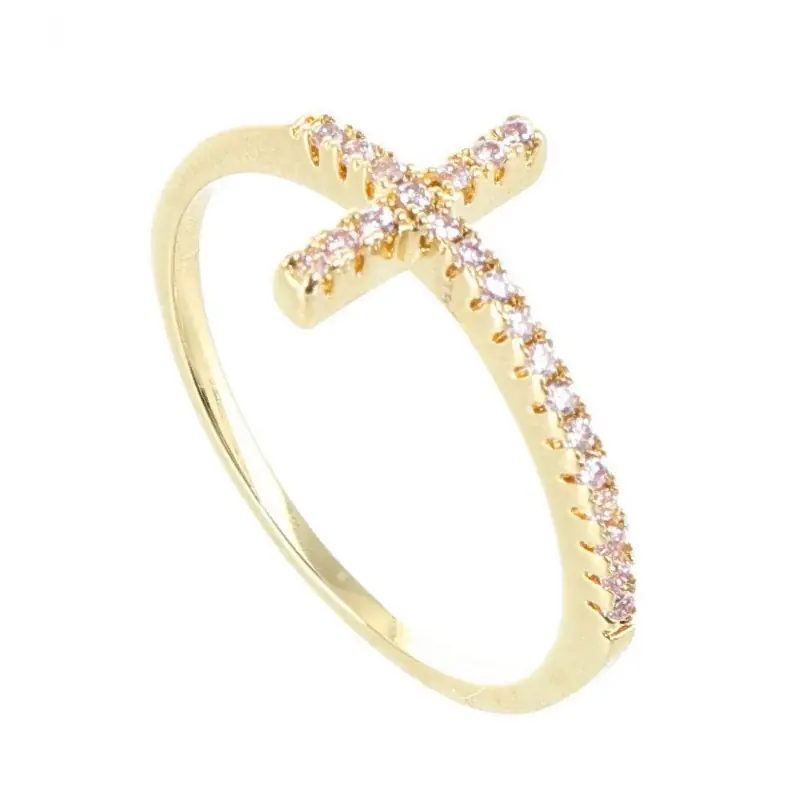 Bague Plaqué Or et croix à strass