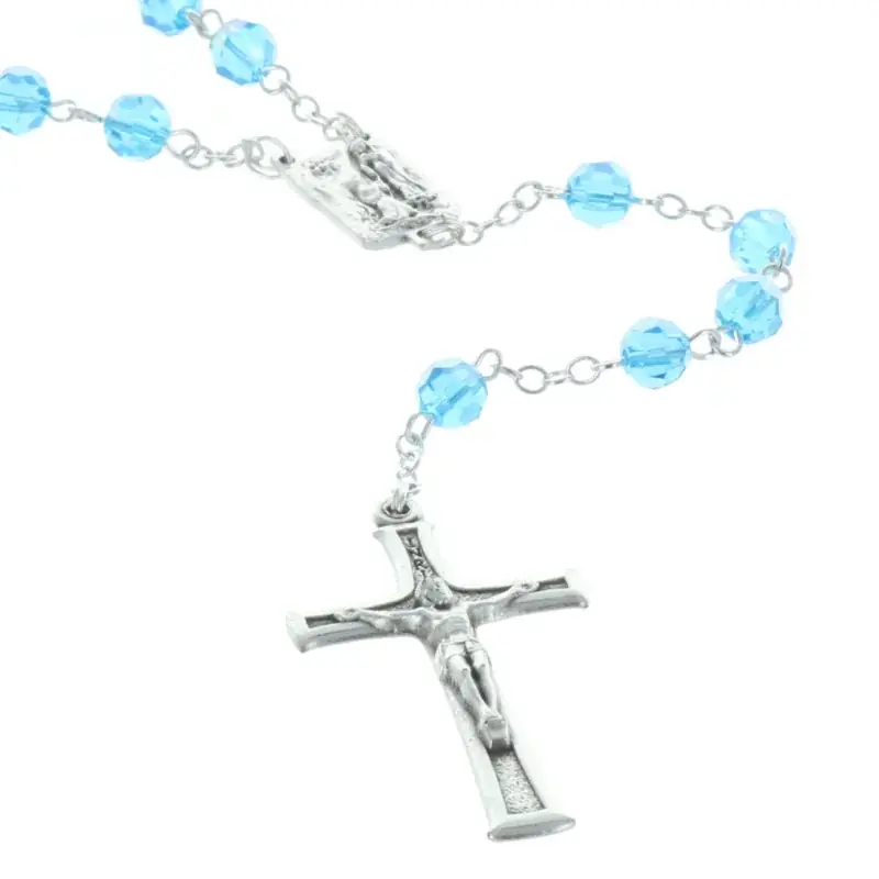 Chapelet de Lourdes en cristal véritable, coeur Apparition de Lourdes