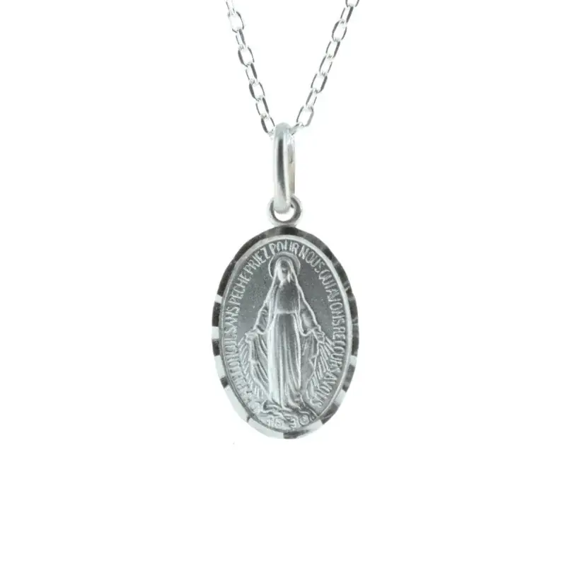 Parure Argent massif, chaîne et médaille Miraculeuse 20mm