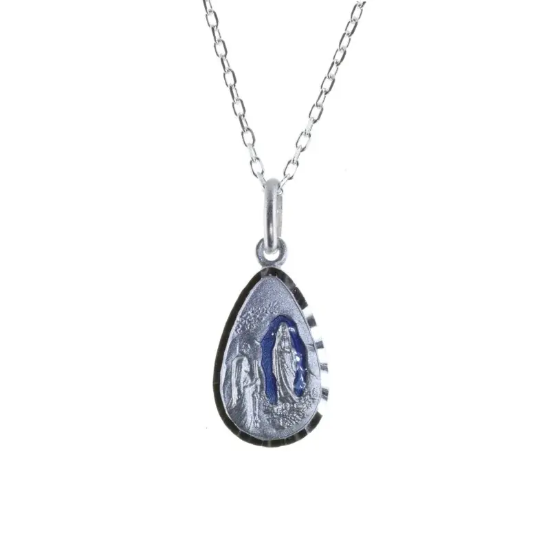 Parure Argent chaîne et médaille Apparition de Lourdes