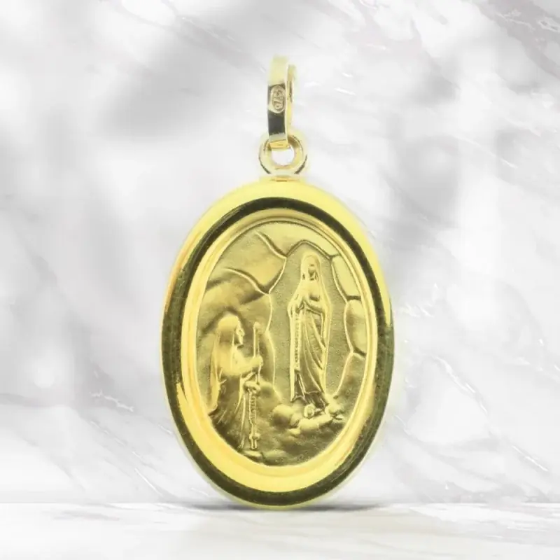 Médaille de Lourdes en Or, double face 27mm