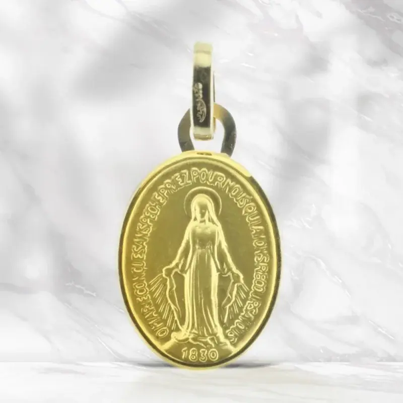 Médaille Miraculeuse en Or 10 mm, bords polis 9 carats