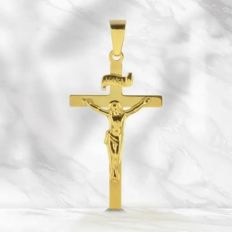 Pendentif Crucifix en Or 9 carats avec le Christ 2,5 cm