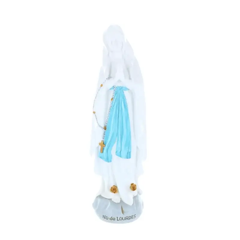 Statue Vierge Marie sur rocher 30cm en résine coloré