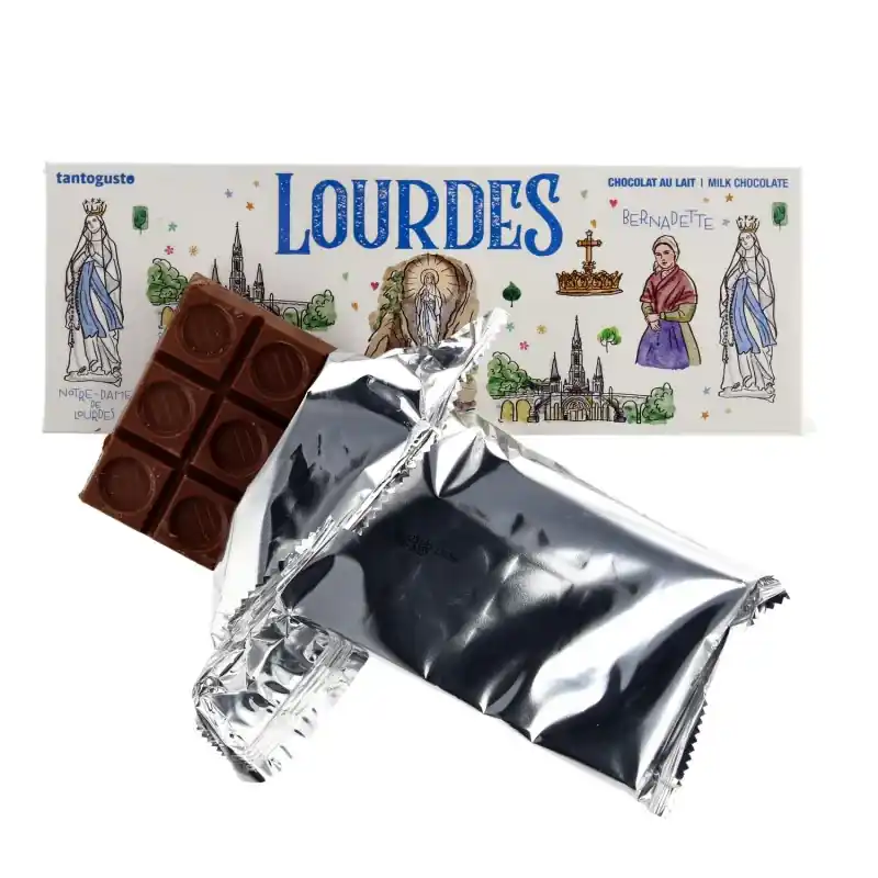 Tablette chocolat au lait 200g et image de Lourdes