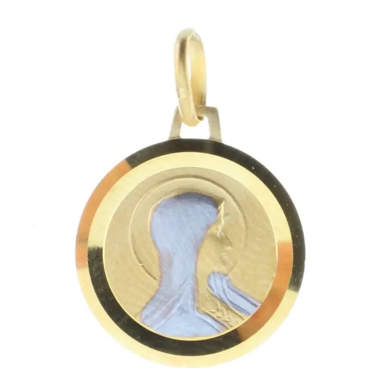 Médaille 2 tons Plaqué Or double face Vierge Marie et Apparition