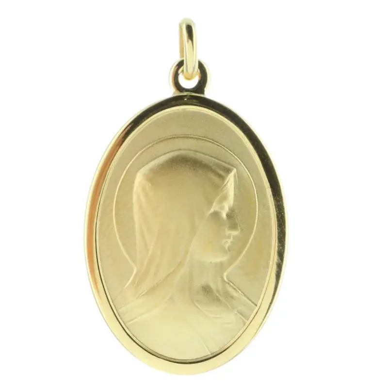 Médaille Plaqué Or 30 mm Vierge Marie et Apparition de Lourdes