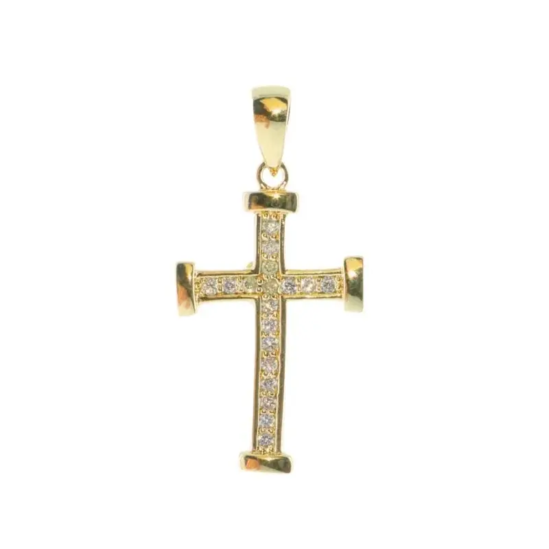 Pendentif croix Plaqué Or avec brillants