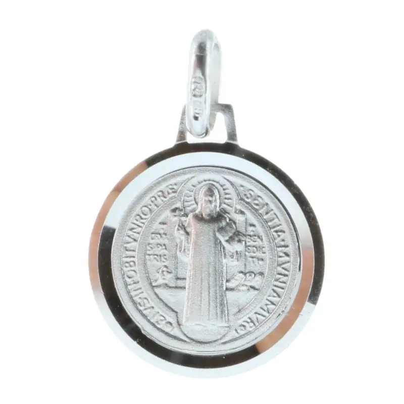 Médaille ronde de Saint Benoit en Argent 12mm