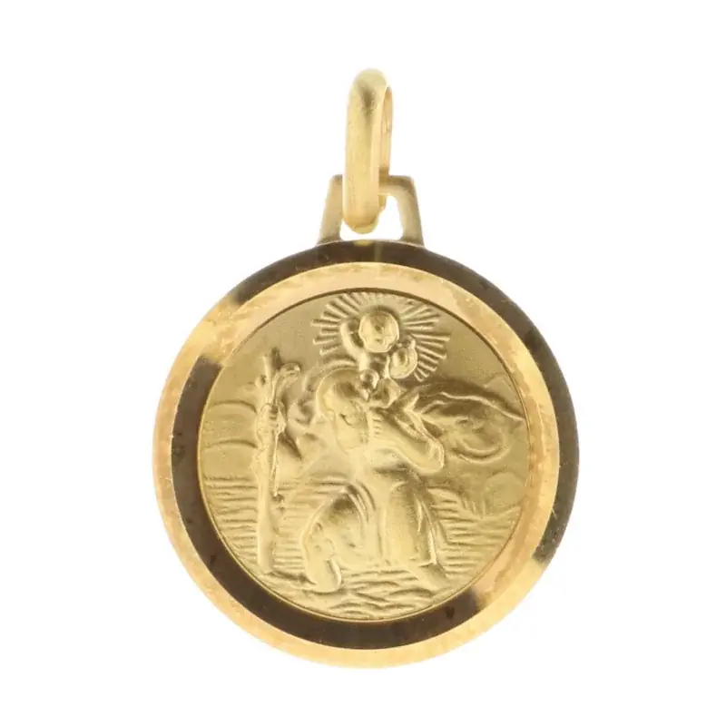 Médaille ronde de Saint Christophe Plaqué Or