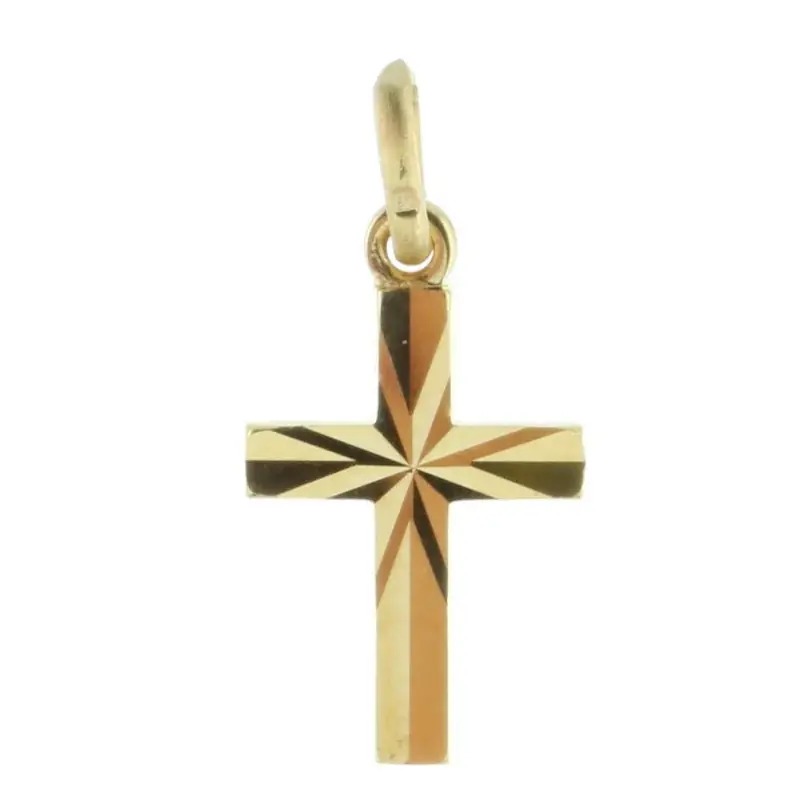 Pendentif croix Plaqué Or diamanté et faceté