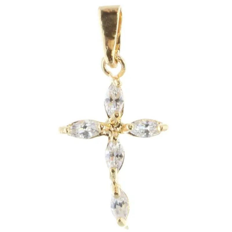Pendentif croix Plaqué Or et brillants