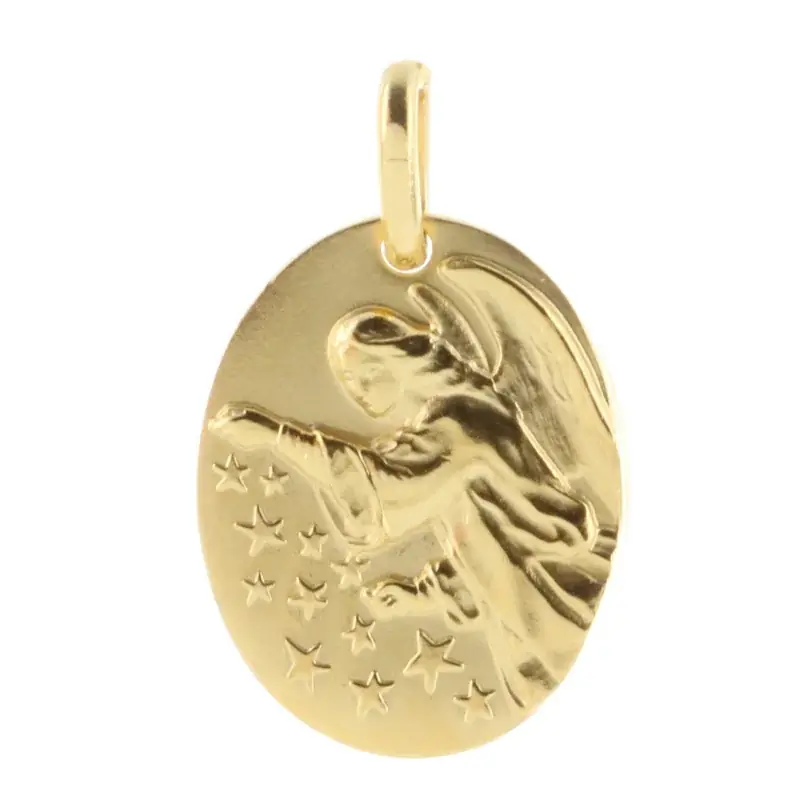 Médaille Ange Semeur d'étoiles en Plaqué Or