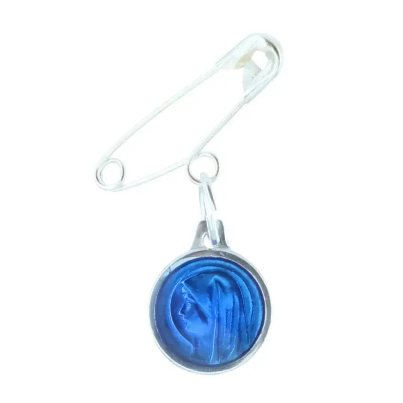 Broche colorée métal de la Vierge Marie et Apparition de Lourdes