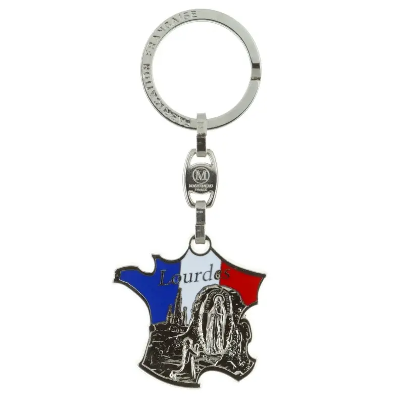 Porte-clés carte de France et Apparition de Lourdes