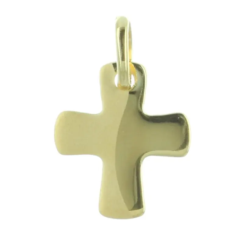 Pendentif croix Plaqué Or arrondi