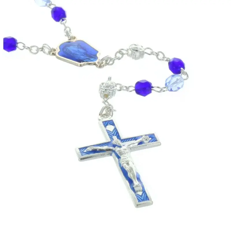 Chapelet de Lourdes en cristal et paters en forme de rose