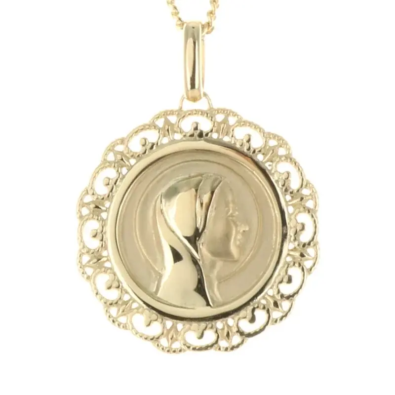 Parure médaille Vierge Marie Plaqué Or et chaîne 50cm