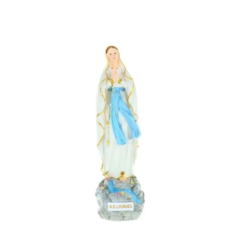 Statue Vierge Marie sur le rocher 18cm en résine couleur