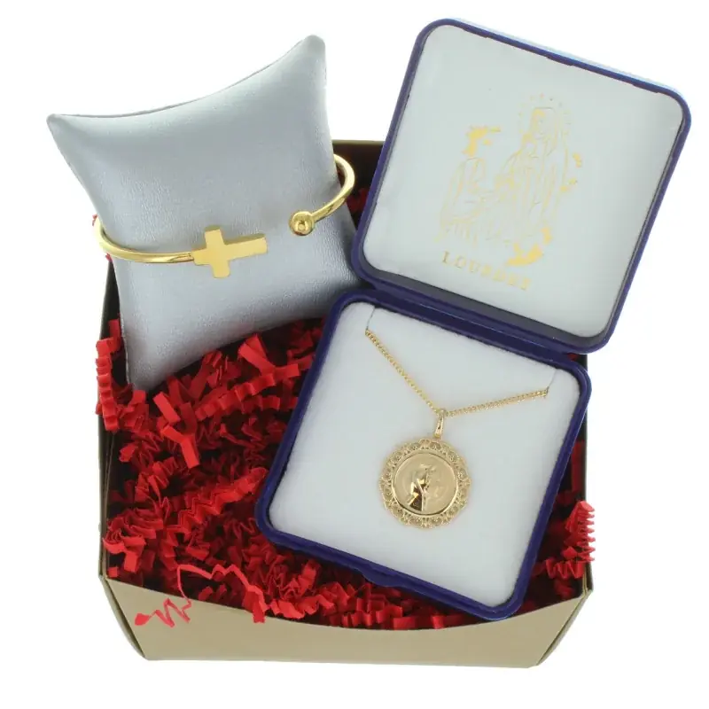 Coffret cadeau religieux de Noël, Mes bijoux de Lourdes en Plaqué Or