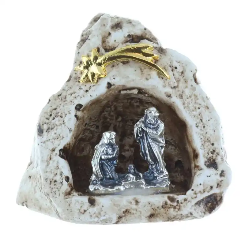Crèche de Noël dans une grotte en résine 5,5cm