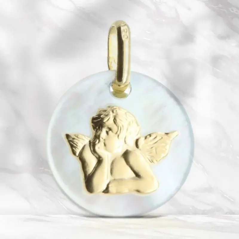 Médaille Ange en Nacre et Or massif