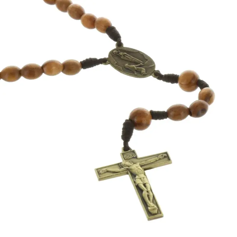 Chapelet de Lourdes en bois d'Olivier sur corde