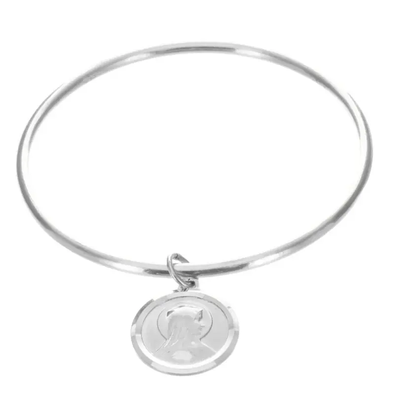 Bracelet jonc en Argent avec une médaille de Lourdes