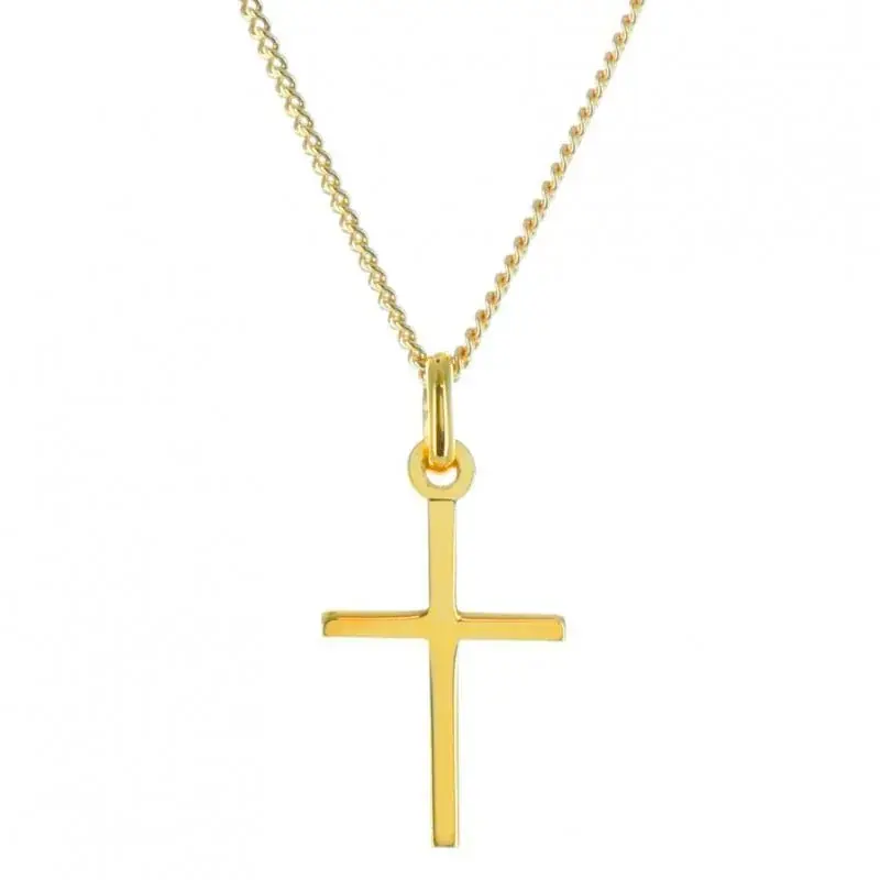 Parure pendentif croix moderne Plaqué Or et chaîne dorée 45cm