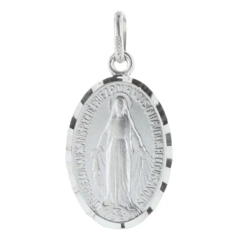 Médaille Miraculeuse en Argent et bords diamantés 20mm
