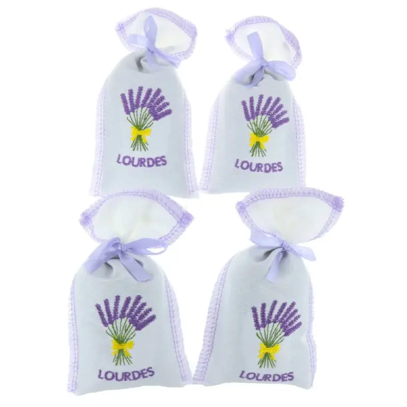 Lot de 4 sachets de Lavande brodés Lourdes