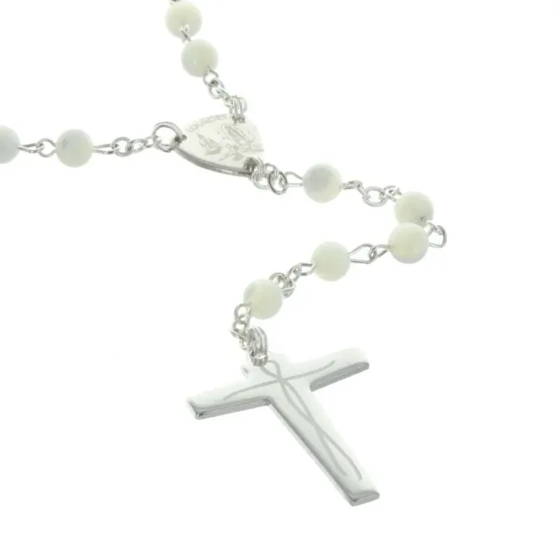 Chapelet de Lourdes en Argent avec des grains en Nacre