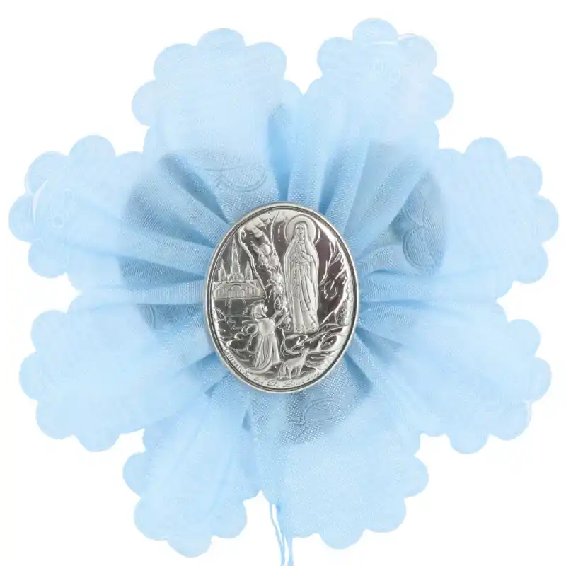 Médaille de Berceau avec une médaille de Lourdes en Argent