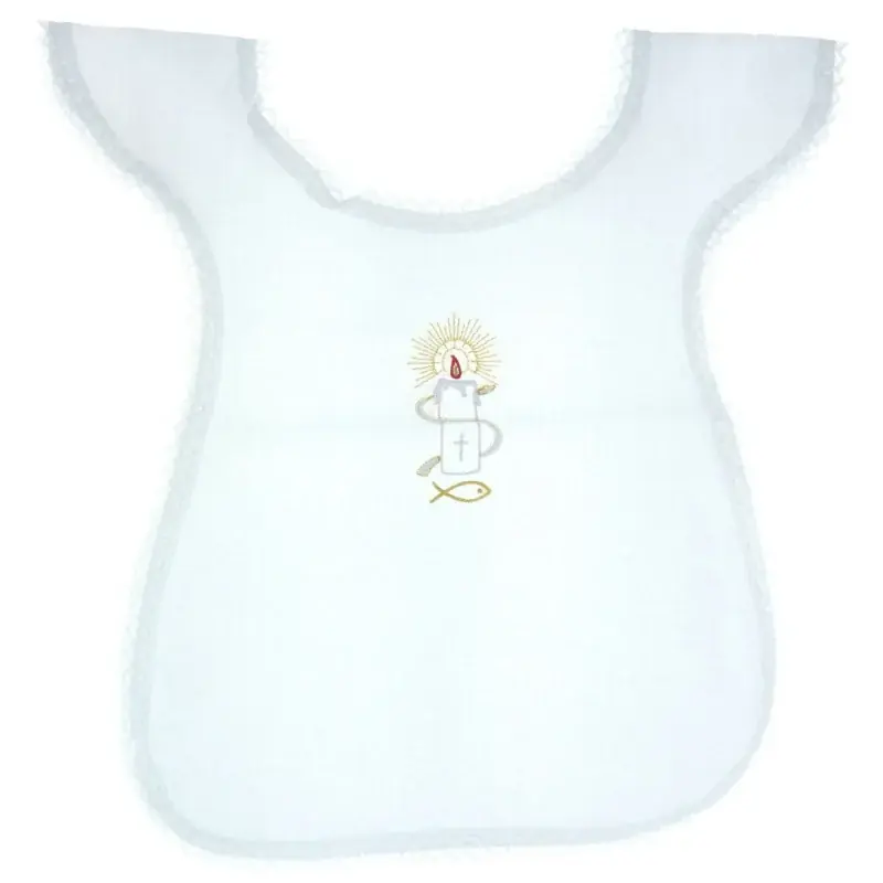 Chasuble de Baptême avec une broderie d'un cierge