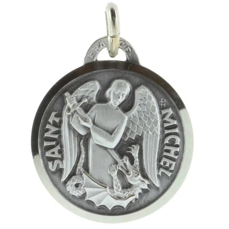 Médaille de Saint Michel argentée 20mm