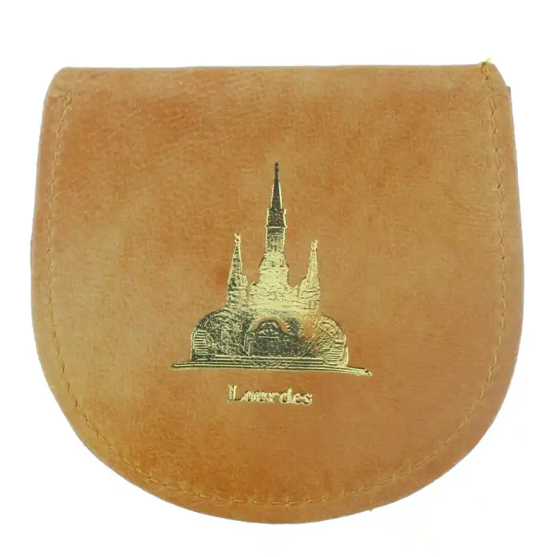Etui à chapelet de Lourdes en cuir véritable