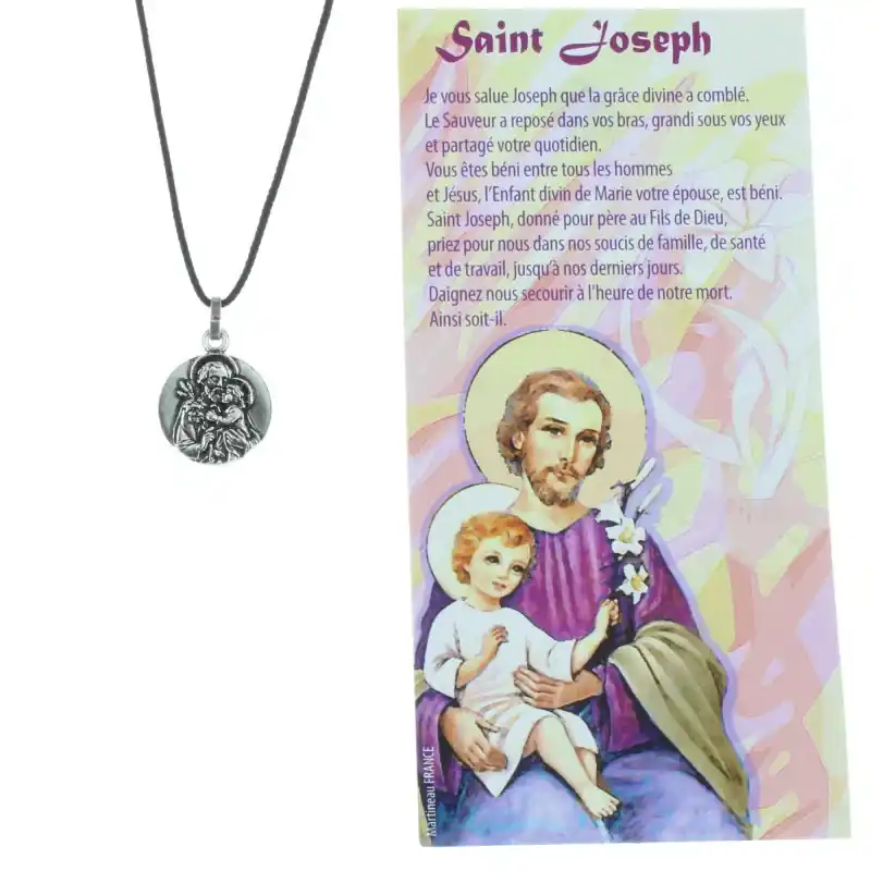 Collier de Saint Joseph en corde avec sa prière
