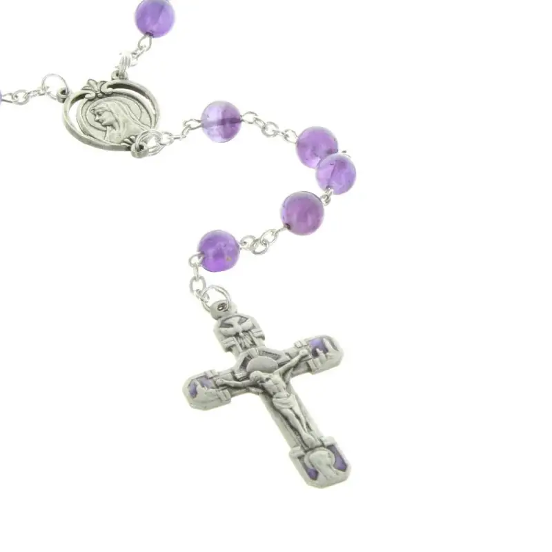 Chapelet de Lourdes en pierre d'Améthyste