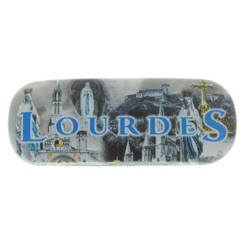 Etui à lunettes rigide décoré de vues de Lourdes