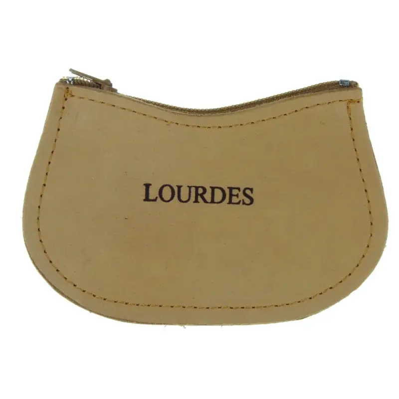 Etui à chapelet de Lourdes en cuir avec une fermeture éclair
